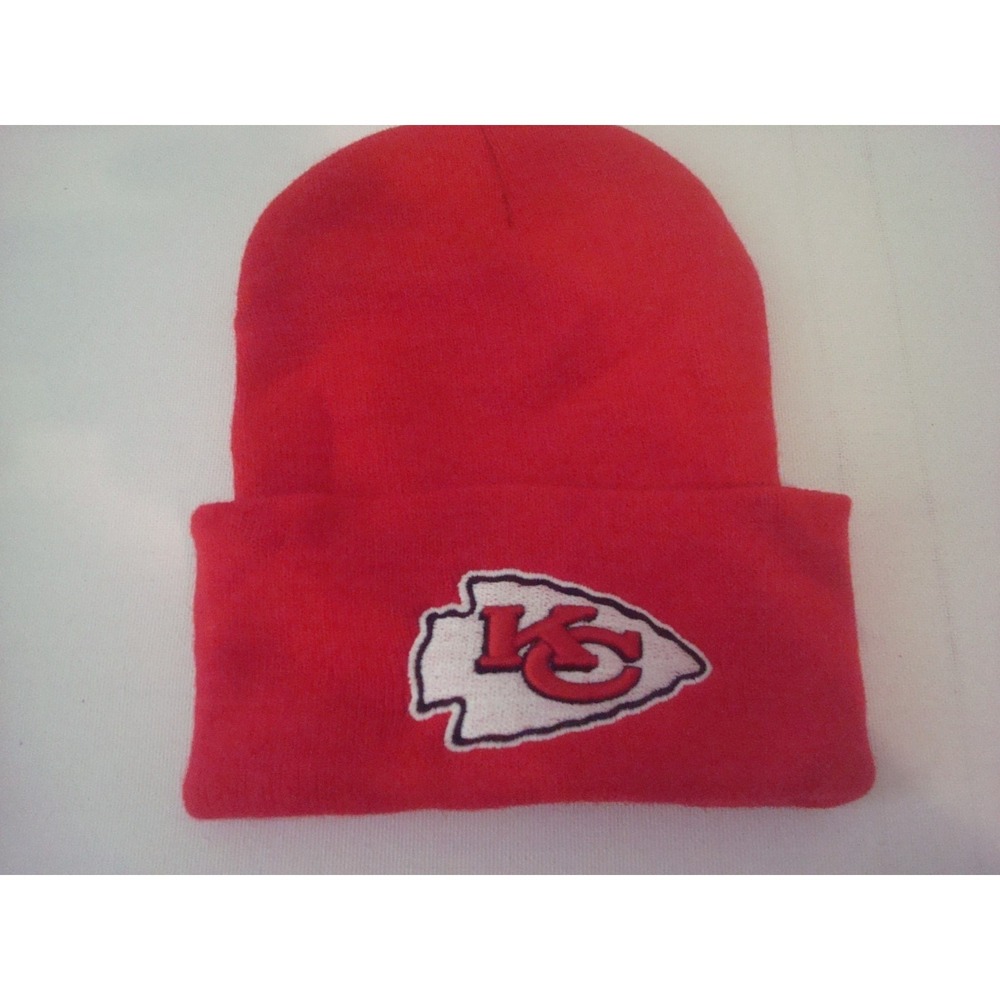 KANSAS CITY CHIEFS CUFF BEANIE KNIT TOBOGGAN HAT CAP VINTAGE DEADSTOCK st6